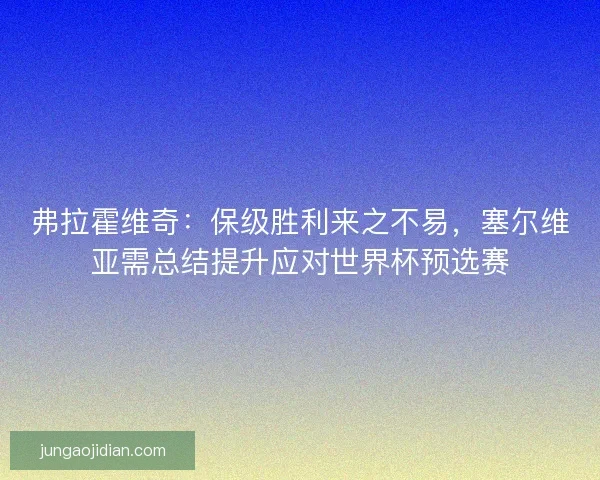 弗拉霍维奇：保级胜利来之不易，塞尔维亚需总结提升应对世界杯预选赛