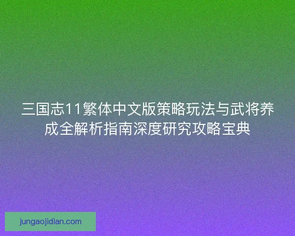 三国志11繁体中文版策略玩法与武将养成全解析指南深度研究攻略宝典 三国志11繁体中文版策略玩法与武将养成全解析指南深度研究攻略宝典